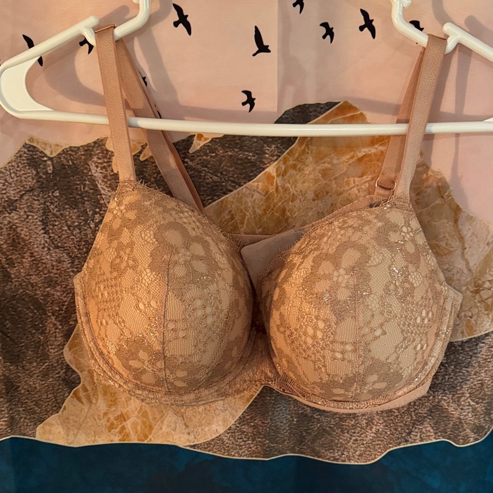 Victoria's Secret Lace Bra - Pink/Gold